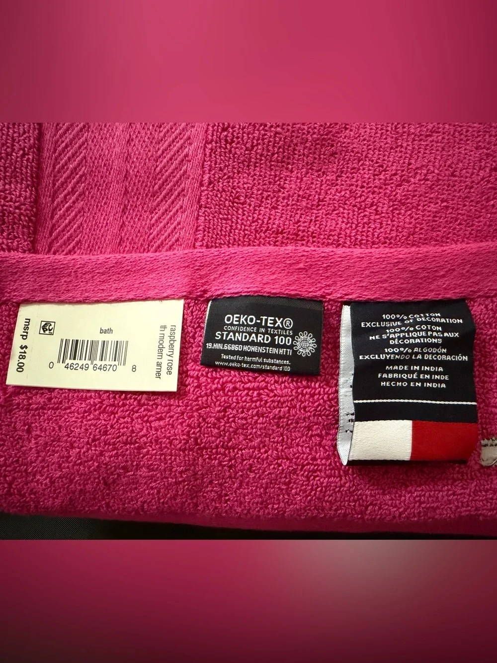 Tommy Hilfiger 10 Piece Vibrant Pink Cotton Bath Towel and Wash Cloth Set